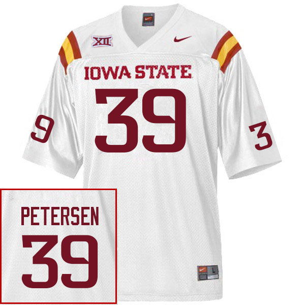 Men #39 AJ Petersen Iowa State Cyclones College Football Jerseys Stitched Sale-White - Click Image to Close